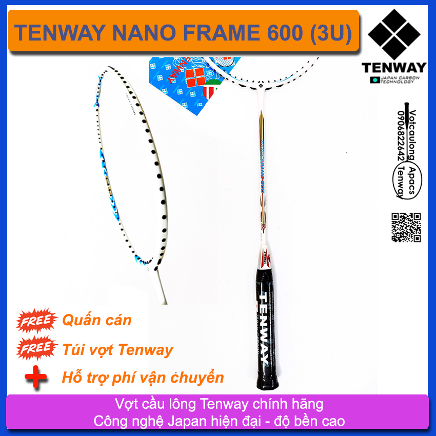 Vợt cầu lông Tenway Nano Frame 600 (3U) | Đập cầu xé gió, kiểm soát cầu tốt, sắc trắng thanh thoát