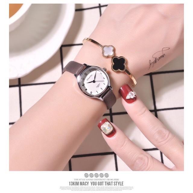 Đồng hồ nữ Doukou chính hãng dây da mặt nhỏ xinh 28mm