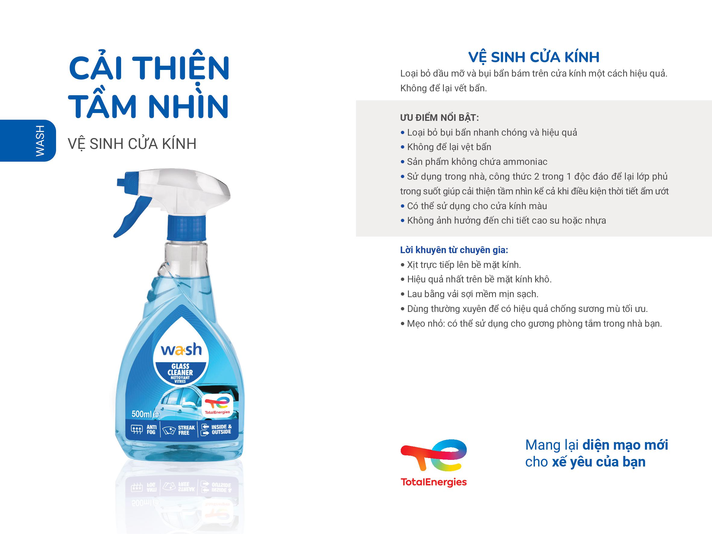 Chai Xịt vệ sinh cửa kính xe Total - Glass Cleaner 500 ml