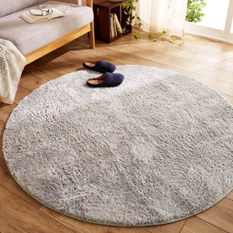 Thảm tắm tròn thảm phòng tắm shaggy không trượt, thảm xù lông microfiber, thảm siêu hấp thụ