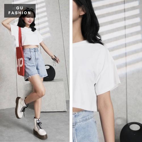  Áo thun CROPTOP nữ cổ tim, trơn thời trang