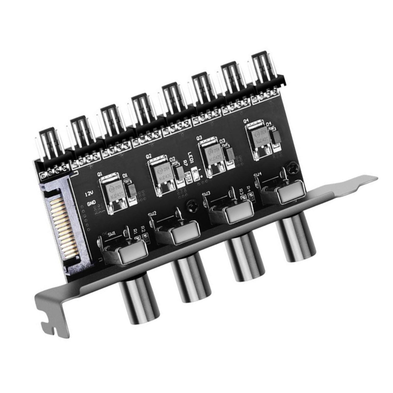 8 Way PC Case Cooling Fan Hub PC Fan Hub for PC Case Chassis Computer Adapter Regulator Splitter
