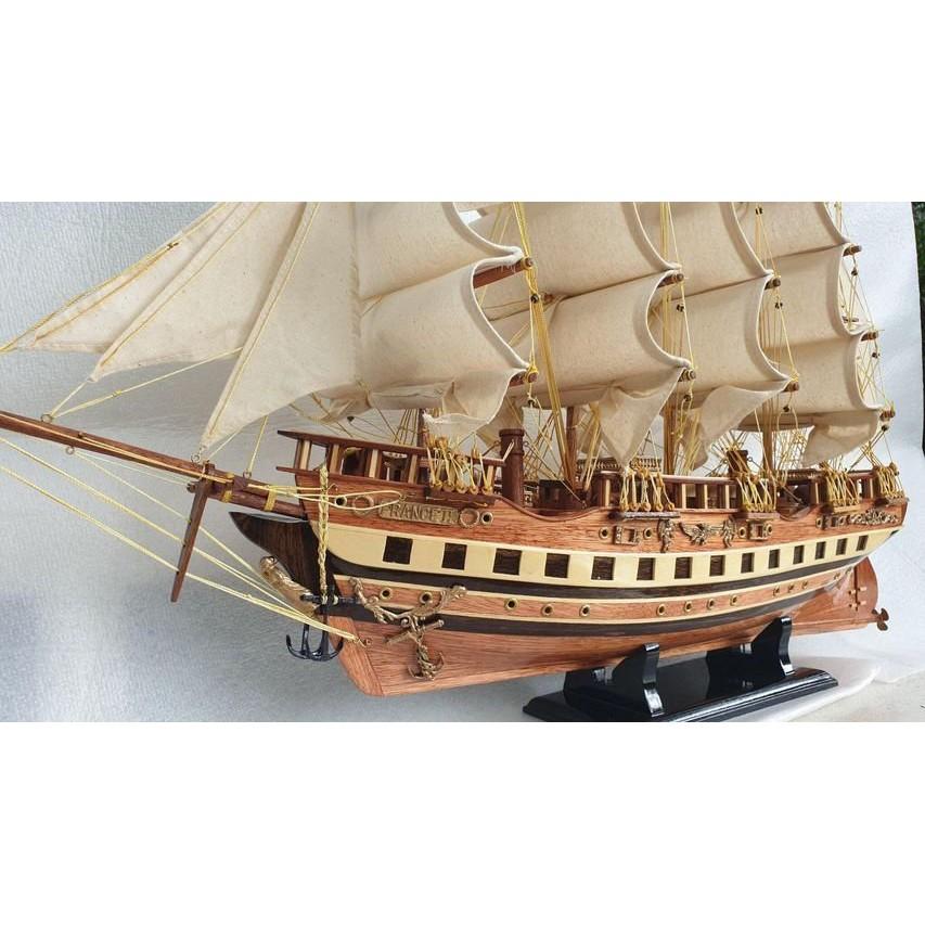 Thuyền Gỗ Thuyền Trang Trí Tàu Chở Hàng France Cao Cấp Dài 80cm Gỗ Còng Đỏ Cao Cấp