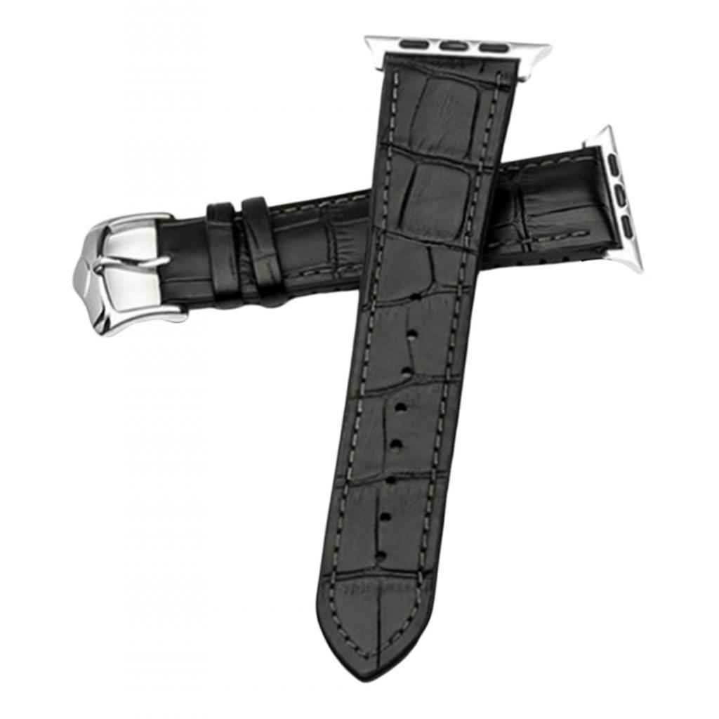 Leather Rubber Wrist Watch Strap Band Replacement Wristband 38mm Black
