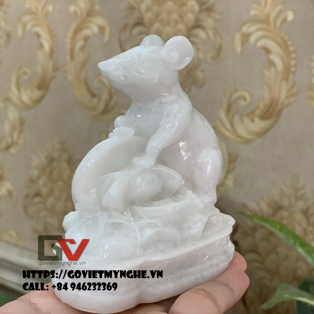 [Chiêu giữ tài lộc] Tượng đá trang trí con Chuột phong thủy trang trí phong thủy - Chiều cao 11cm