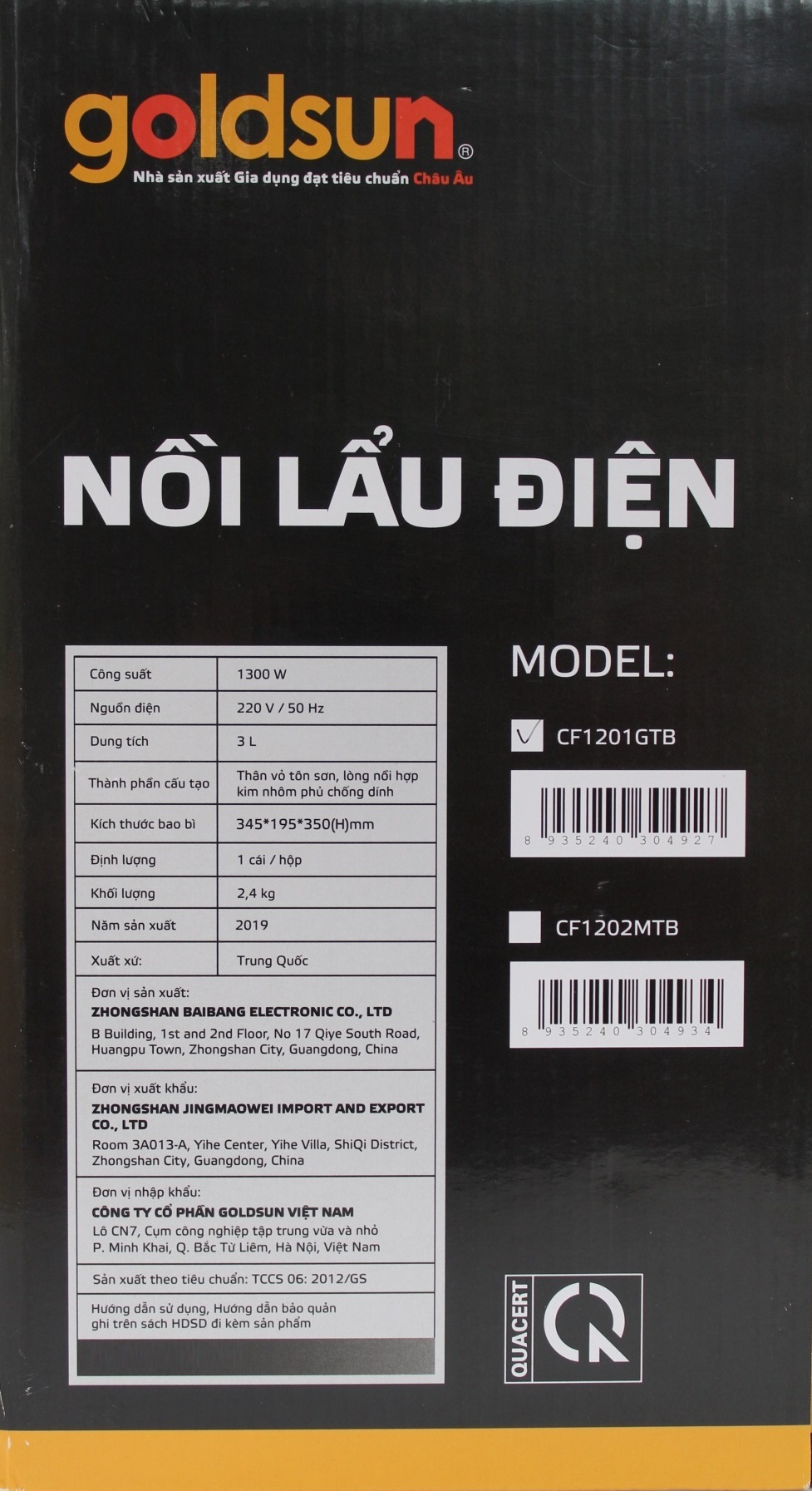 Nồi Lẩu Điện Goldsun CF1201GTB - Chính Hãng