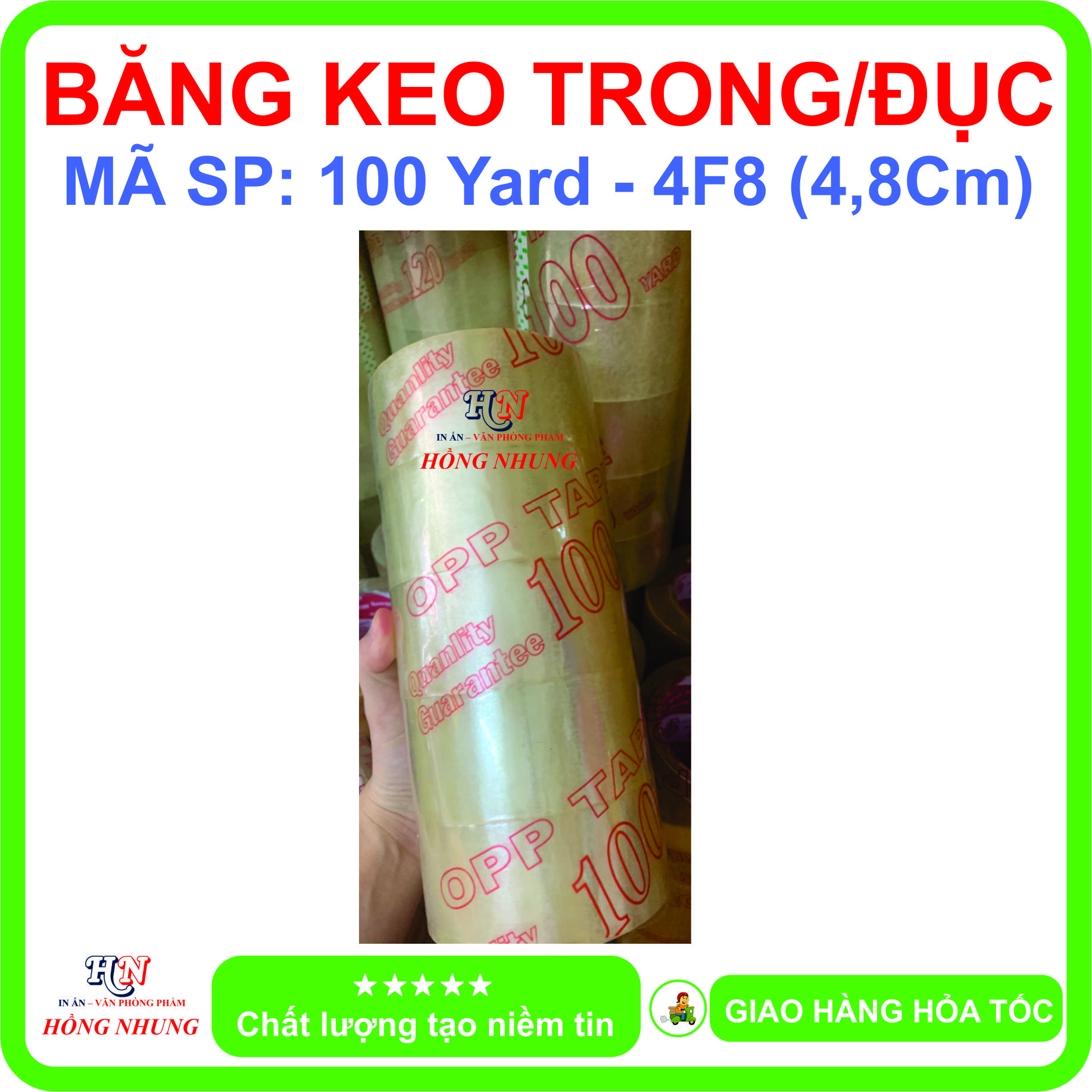 COMBO 6 Cuộn băng keo Trong / đục 100 Yard, băng keo dán thùng, siêu dính, bền