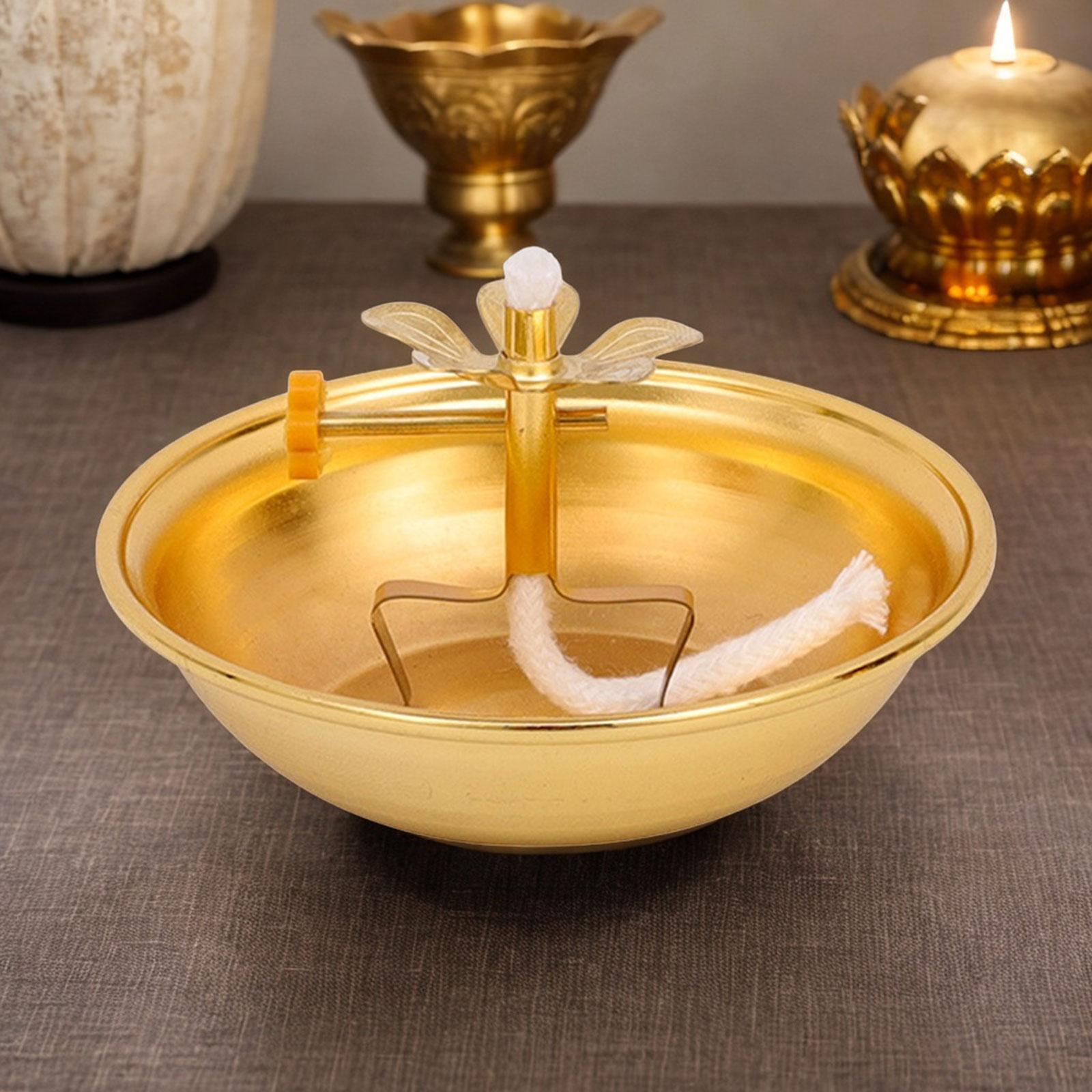 Ghee Lamp Holder Alloy Meditation Tea Light Holder for Desktop Bedroom Decor