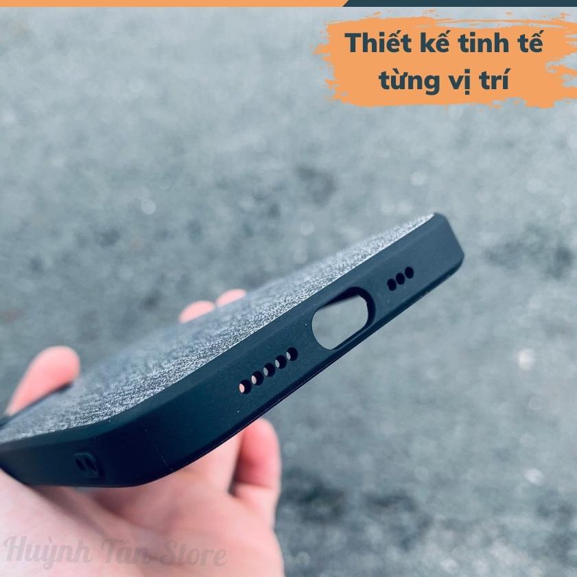 Ốp lưng ip 13 pro chống vân tay nhựa cứng viền đen giả vải JEAN 1 màu phụ kiện huỳnh tân store