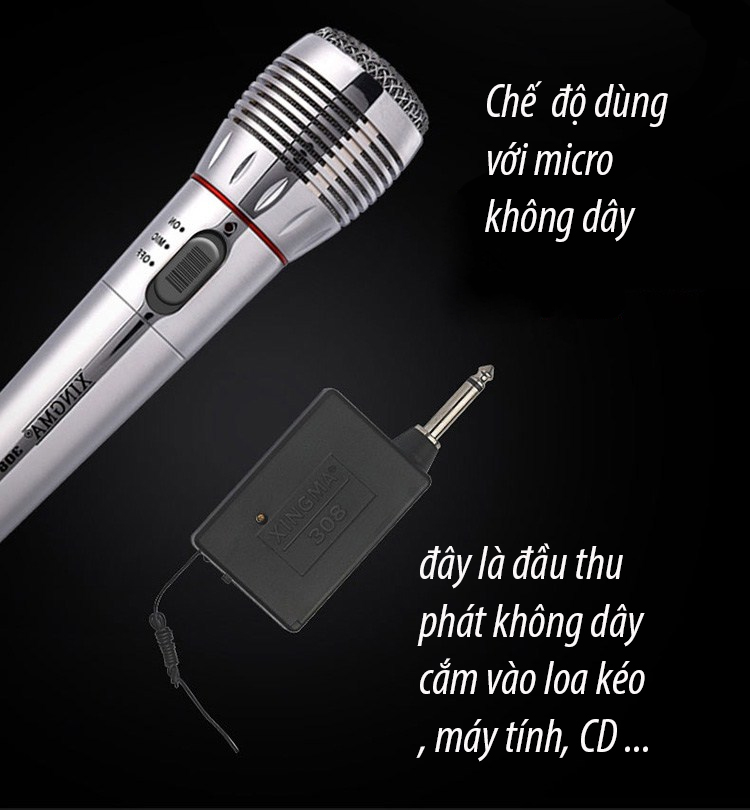 Micro không dây và có dây có thể chuyển đổi giữa 2 chế độ Xingma AK-308 ( hàng nhập khẩu ) KM