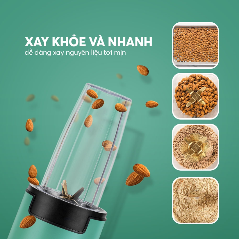 Máy xay sinh tố Elmich BLE3888 1000W - Hàng chính hãng (Xanh nhạt, xanh đậm, Hồng phấn, Vàng kem)