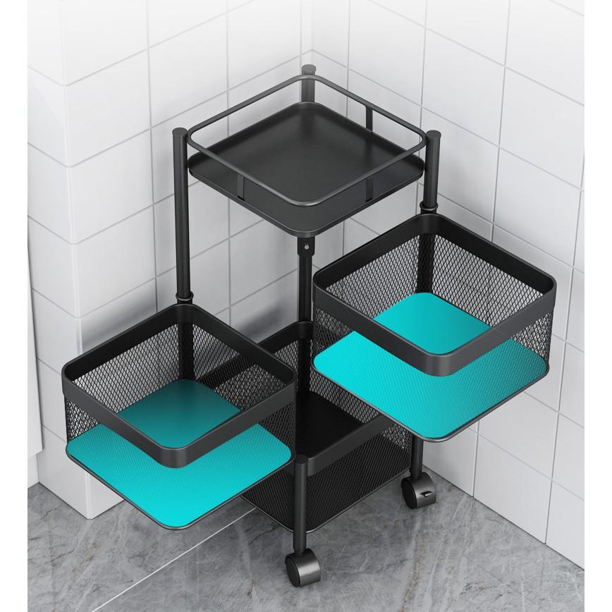 Kệ Để Rau Củ Khay Vuông Đa Năng Tiện Lợi, Giá Để Đồ Nhà Bếp Xoay 360