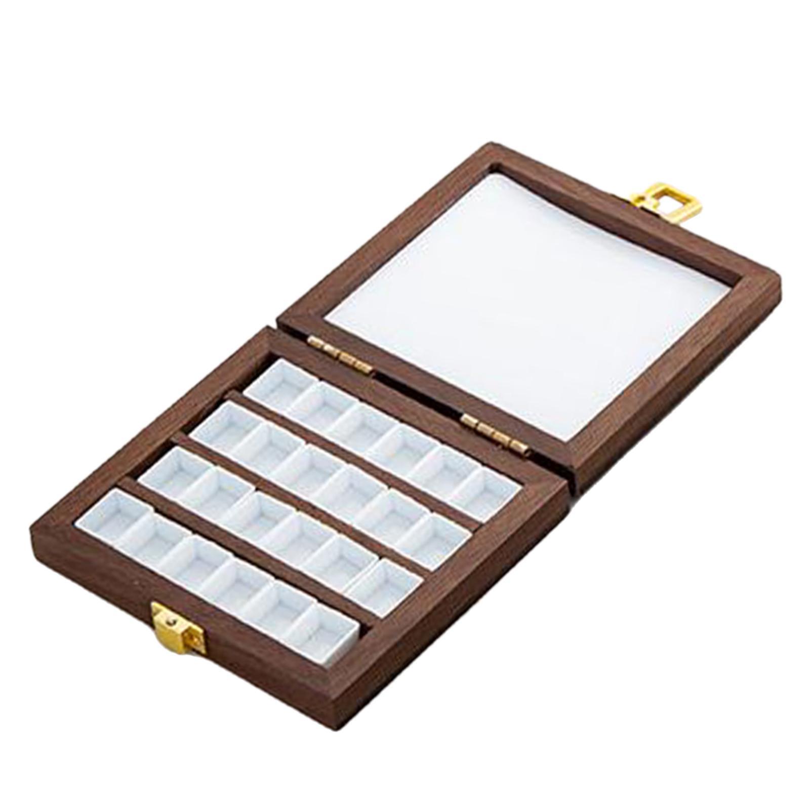 Empty Watercolor Palette with Lid Wooden Acrylic Paint Box with Mixing Area Portable Sketchbook Palette Paint Tray Box for Painters Students