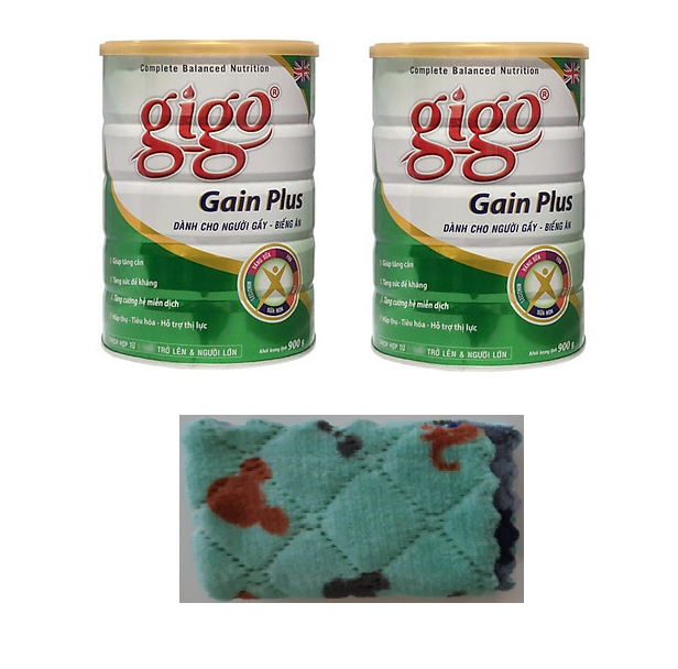 Combo 2 hộp Sữa Bột Gigo Gain Plus 900g - DD hàng ngày cho người gầy - tặng kèm khăn lau đa năng mềm mịn.