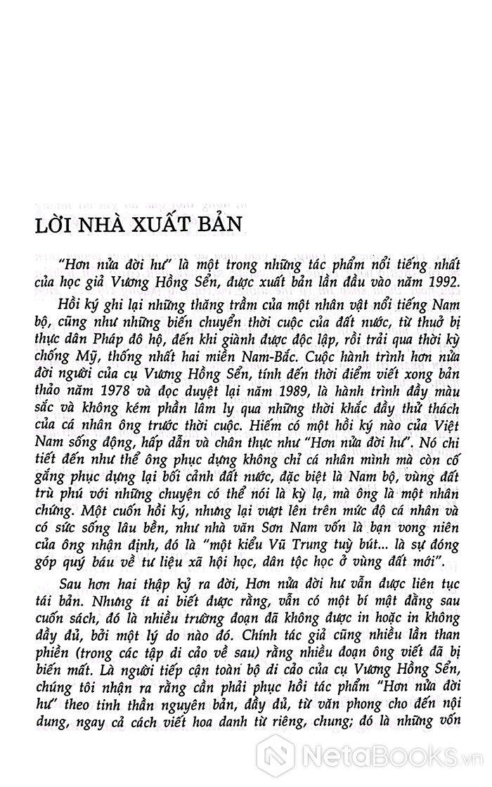 Sách - Vương Hồng Sển - Hơn Nửa Đời Hư - Bìa Cứng