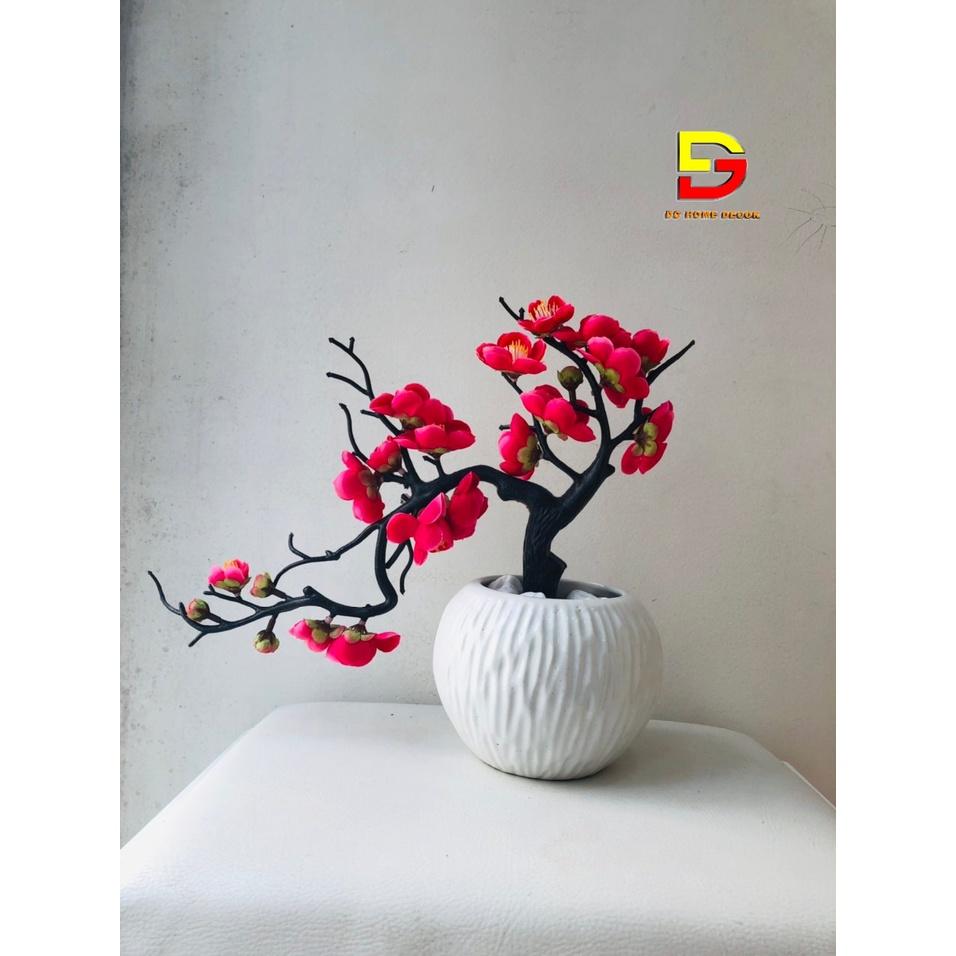 Hoa Giả Lọ Hoa Đào Bonsai Độc Đáo Trang Trí Để Bàn Phòng Khách Kệ Tủ Làm Quà Tặng Ý Nghĩa DH-23