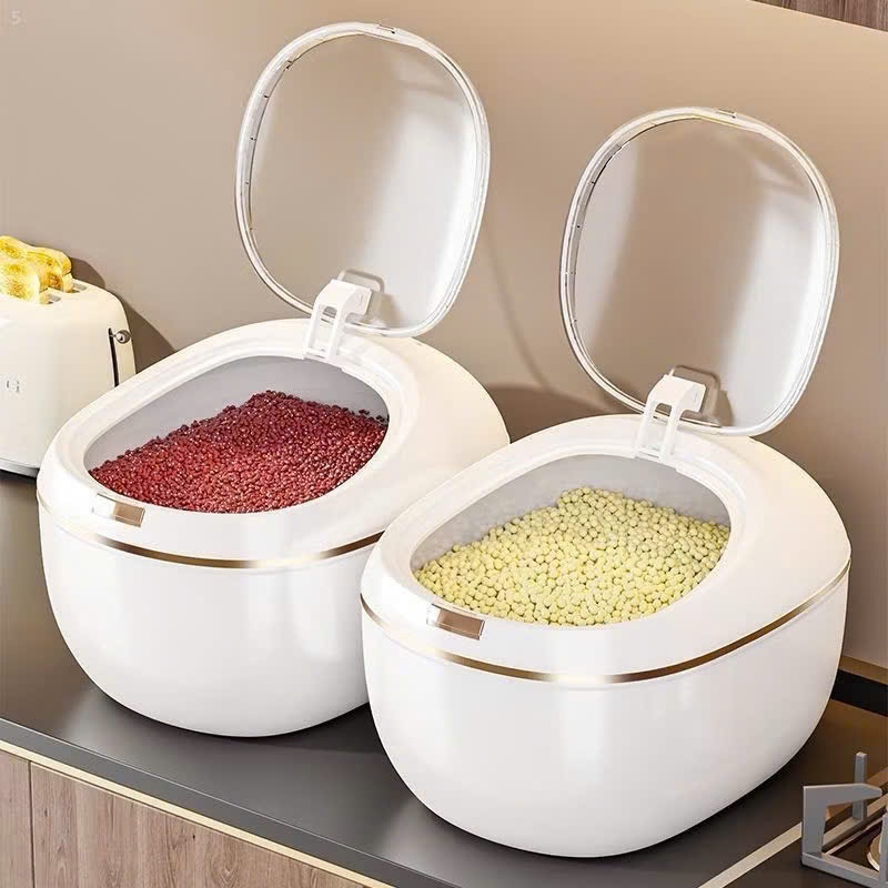 Thùng Đựng Gạo, Ngũ Cốc Hình Phi Thuyền 10L Giúp Bảo Quản Thực Phẩm An Toàn