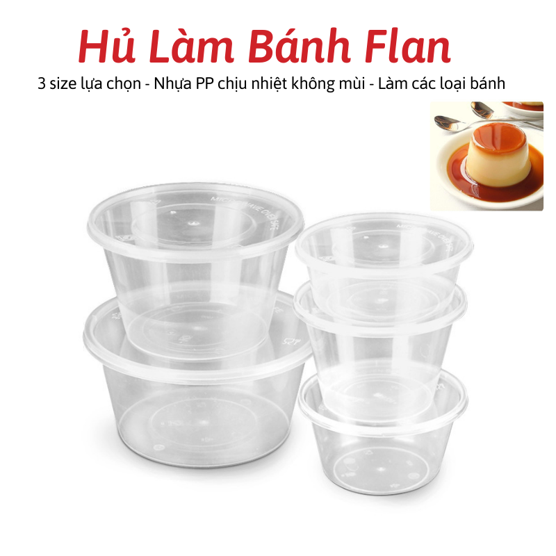 Hũ hộp cốc khuôn bánh flan caramen - Khuôn làm bánh da lợn, bánh xu xê, thạch rau câu nhựa 100% PP KHÔNG MÙI CHỊU NHIỆT