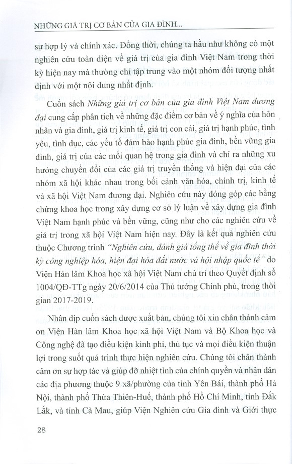 Những Giá Trị Cơ Bản Của Gia Đình Việt Nam Đương Đại (Sách Chuyên Khảo)