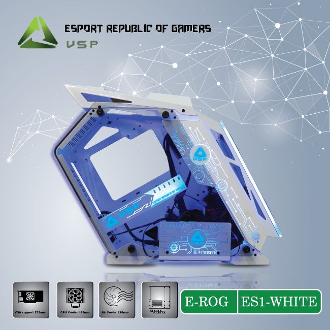 Vỏ máy tính Case VSP ES1 Kính cường Lực - Hàng chính hãng TECH VISION phân phối