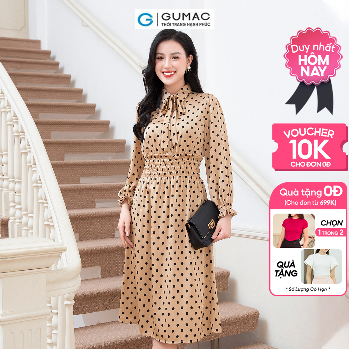 Đầm bo chun eo GUMAC DD10001