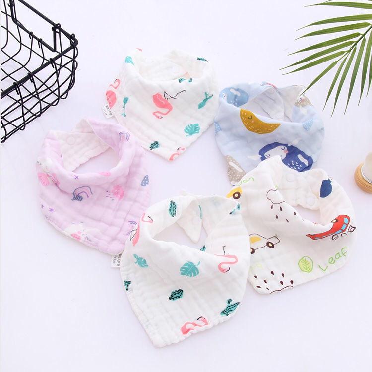 Set 5 Yếm Xô Nhăn 6 Lớp, Có Khuy Bấm Cho Bé