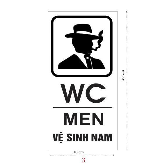 Biển báo WC, decan dán fomec 3mm WC Nam Nữ KT 20 x 10 cm, nhận gia công số lượng lớn