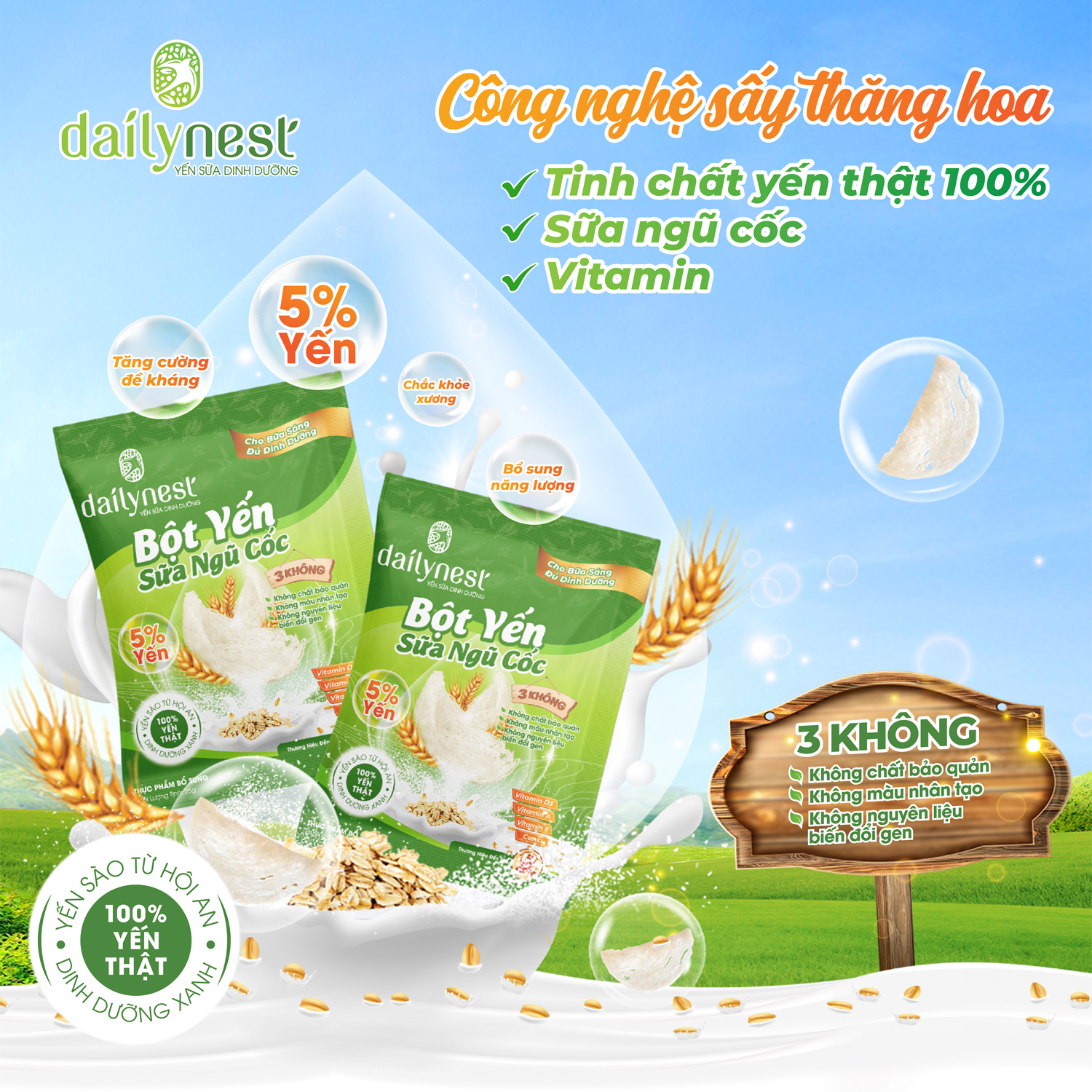 Bột Yến Sữa Ngũ Cốc Dailynest (1 túi x 25g)