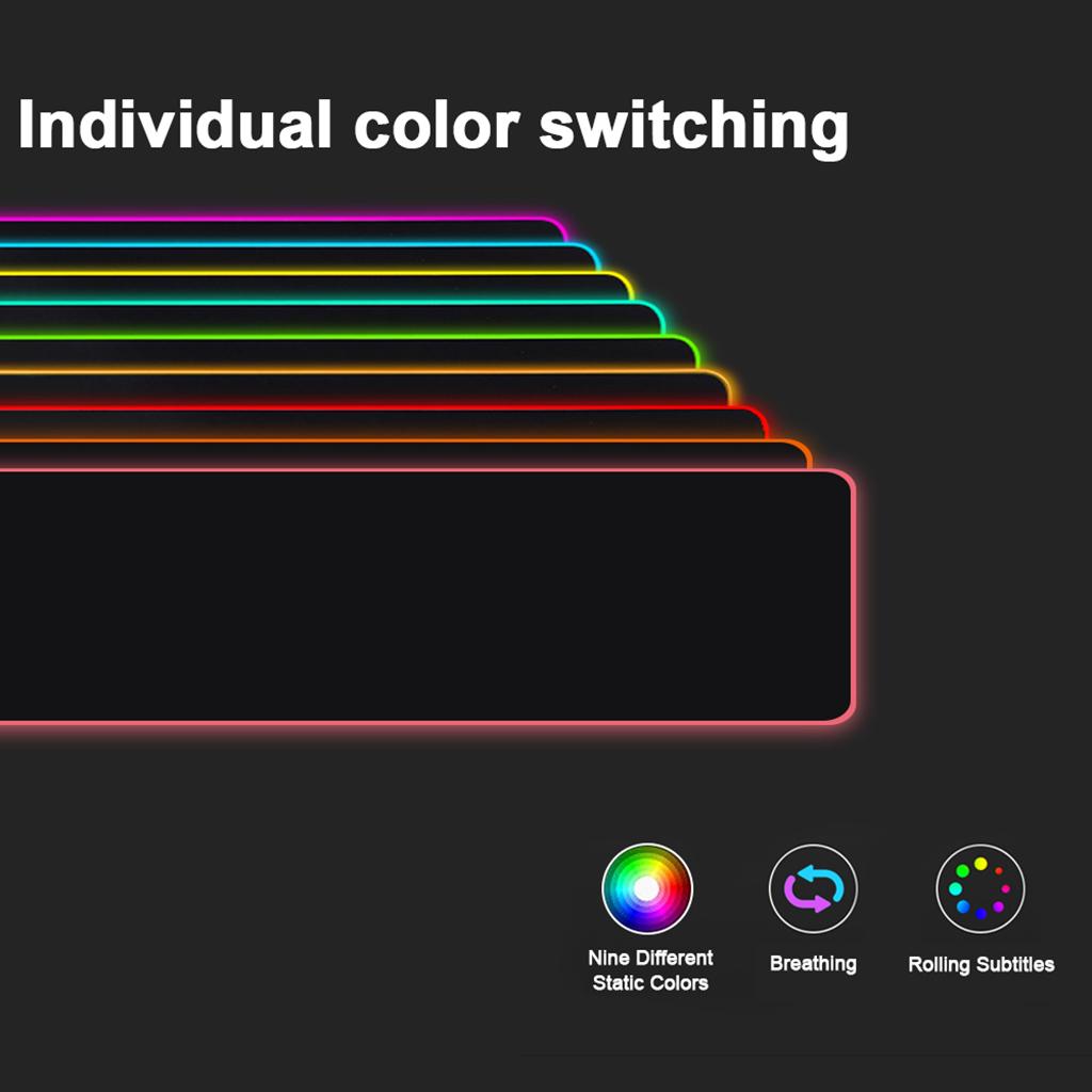 RGB Gaming Mouse Pad, 9 Lighting Modes,Glowing Led Mouse pad,Non-Slip Rubber Base Computer Mousepad Mat,800x300x4mm