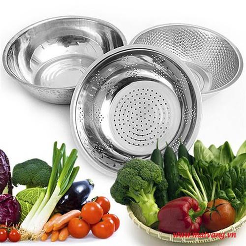 Bộ 5 Tô Chậu Rổ Inox Size 18-26cm, Nhiều Kích Cỡ Gồm 1 Rổ + 4 Tô Chậu AT0130