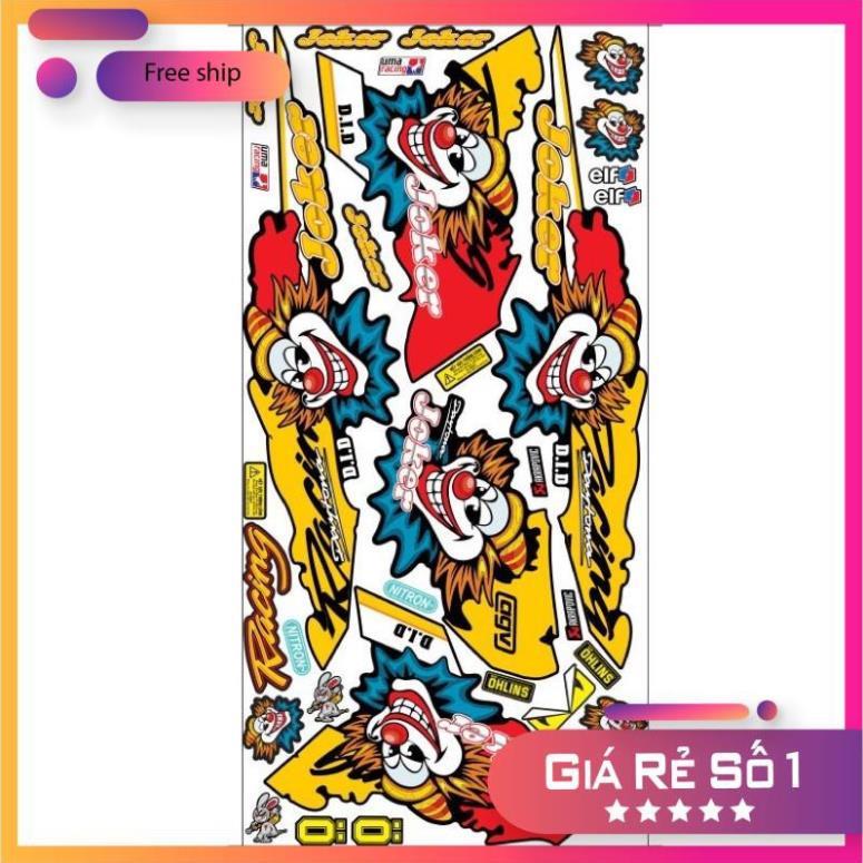 Tem rời exicter 150 chú hề joker dán xe đen bảo hành màu sắc vĩnh viễn