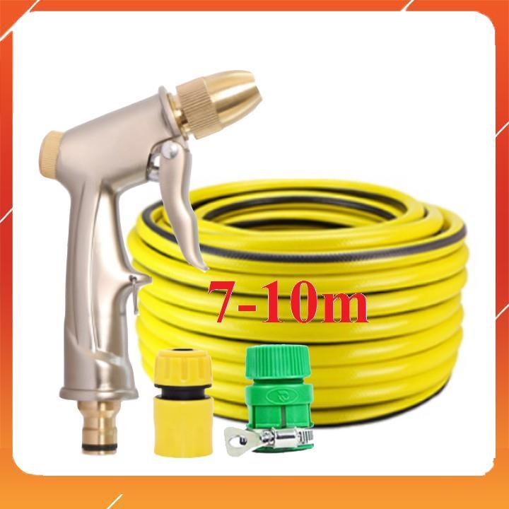 Bộ dây vòi xịt bơm nước tưới rửa , tăng áp 3 lần, loại 7m, 10m 206701-1 đầu đồng,cút, nối PE