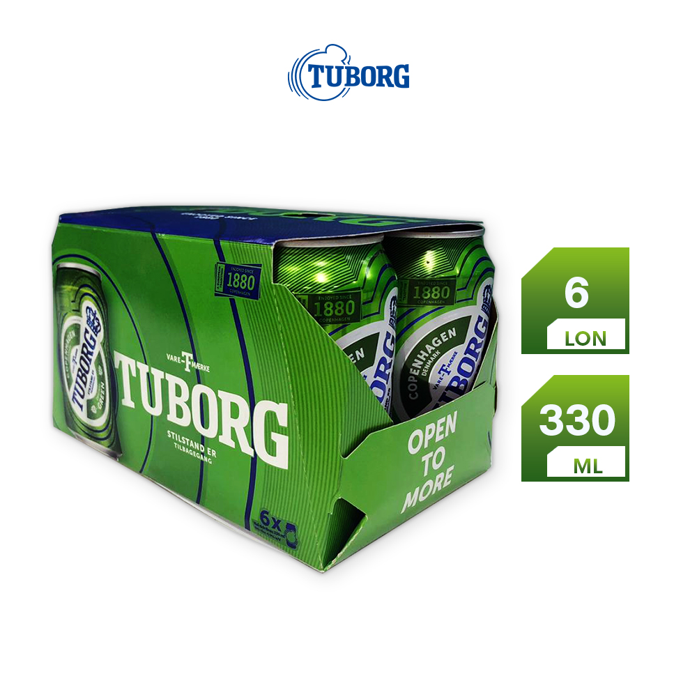 Nồng độ cồn 4.9% - Lốc 6 lon bia Tuborg 330ml