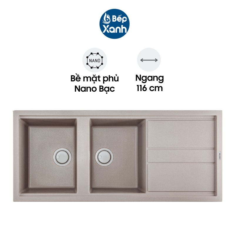 Chậu Rửa Chén Đá Malloca Tortora K-50043 (Màu Đất) - Ngang 116cm - Hàng Chính Hãng