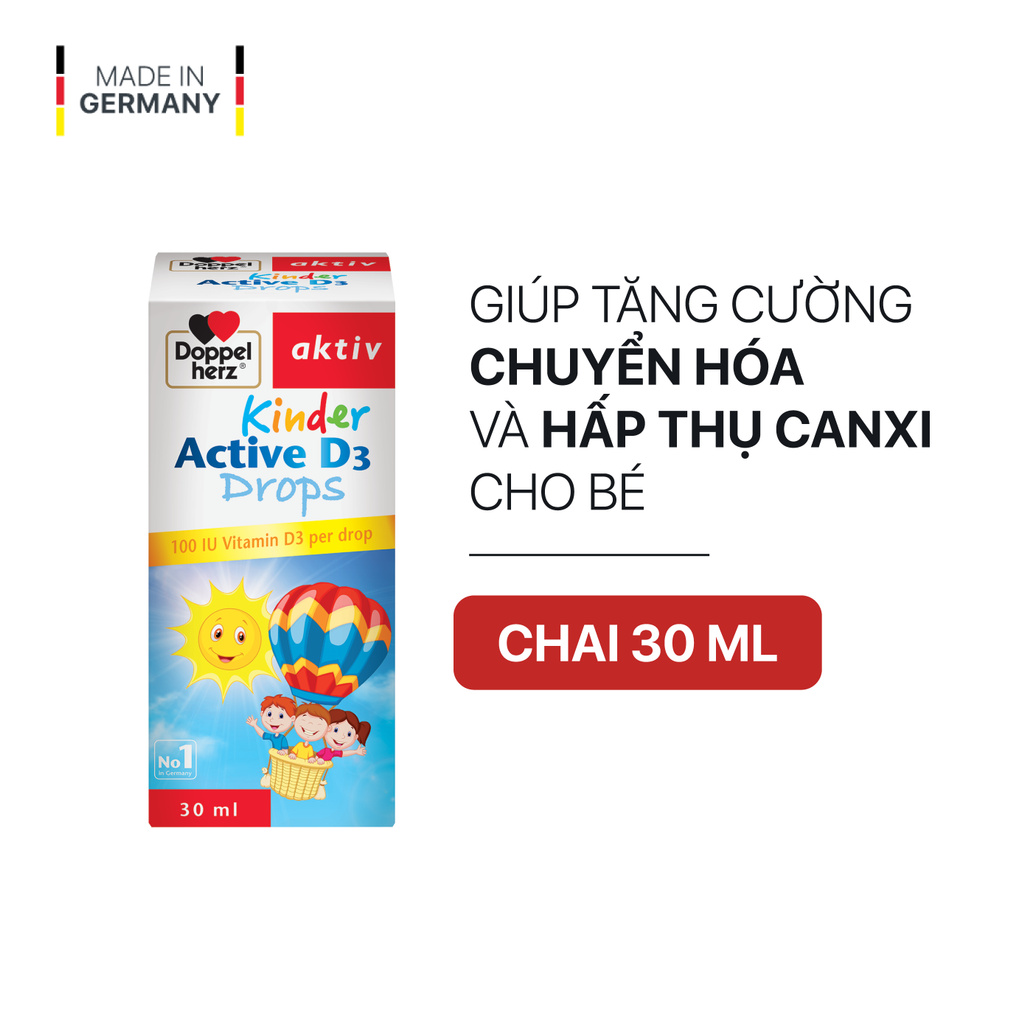 Bộ đôi tăng cường đề kháng, bổ sung vitamin D3 và Canxi cho bé Doppelherz Kinder D3 Drops + Calciovin Liquid