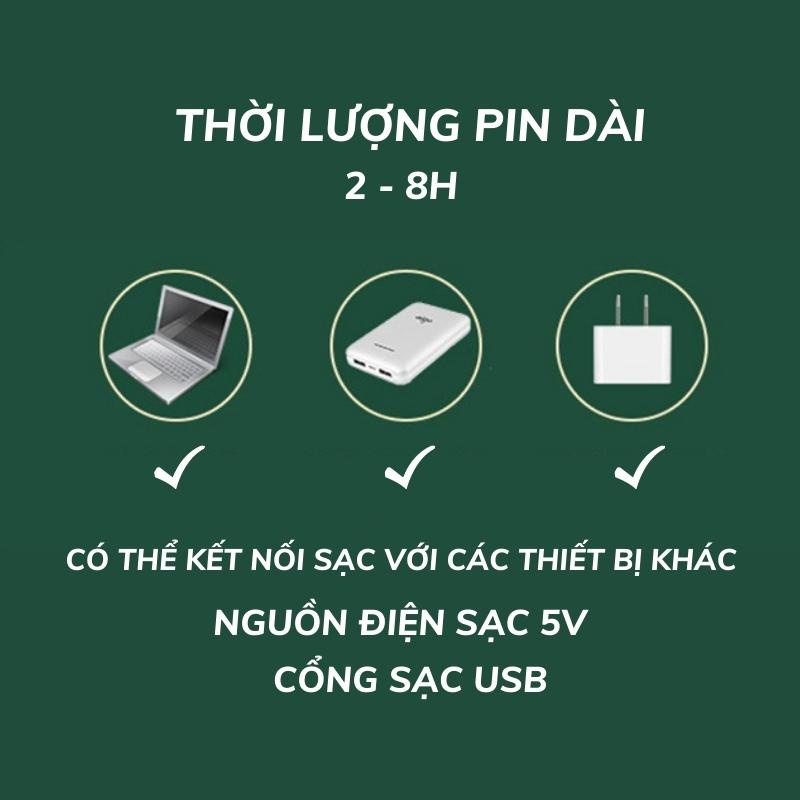 Quạt Tích Điện Gấp Gọn - Quạt Mini Để Bàn Xoay 180 Độ, 3 Tốc Độ Gió, Cổng Sạc USB Có Thể Điều Chỉnh Độ Cao Siêu Tiện Lợi - HÀNG CHÍNH HÃNG MINIIN