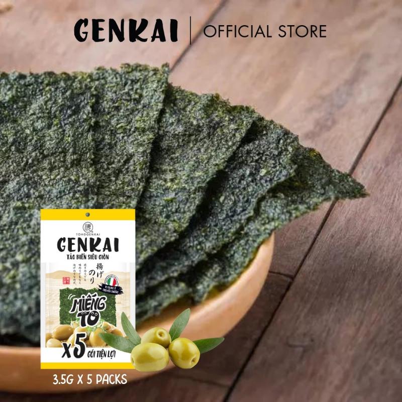 Snack Tảo Biển Siêu Giòn GENKAI Vị Olive Ý Truyền Thống 17.5g  (3.5g x 5 gói)