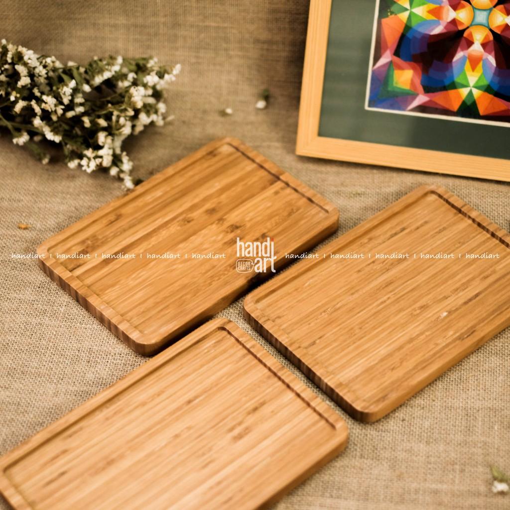 Khay gỗ tre chữ nhật - Khay gỗ tre decor - Bamboo wood tray