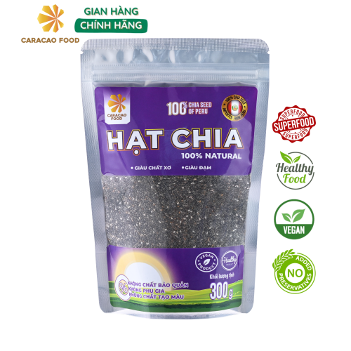 [GIÁ HỦY DIỆT -Date 30.11.2026] Hạt Chia Peru - Túi 300g, GIàu Omega, Giàu Chất Xơ, Giàu Đạm, hỗ trợ giảm cân - Caracao Food