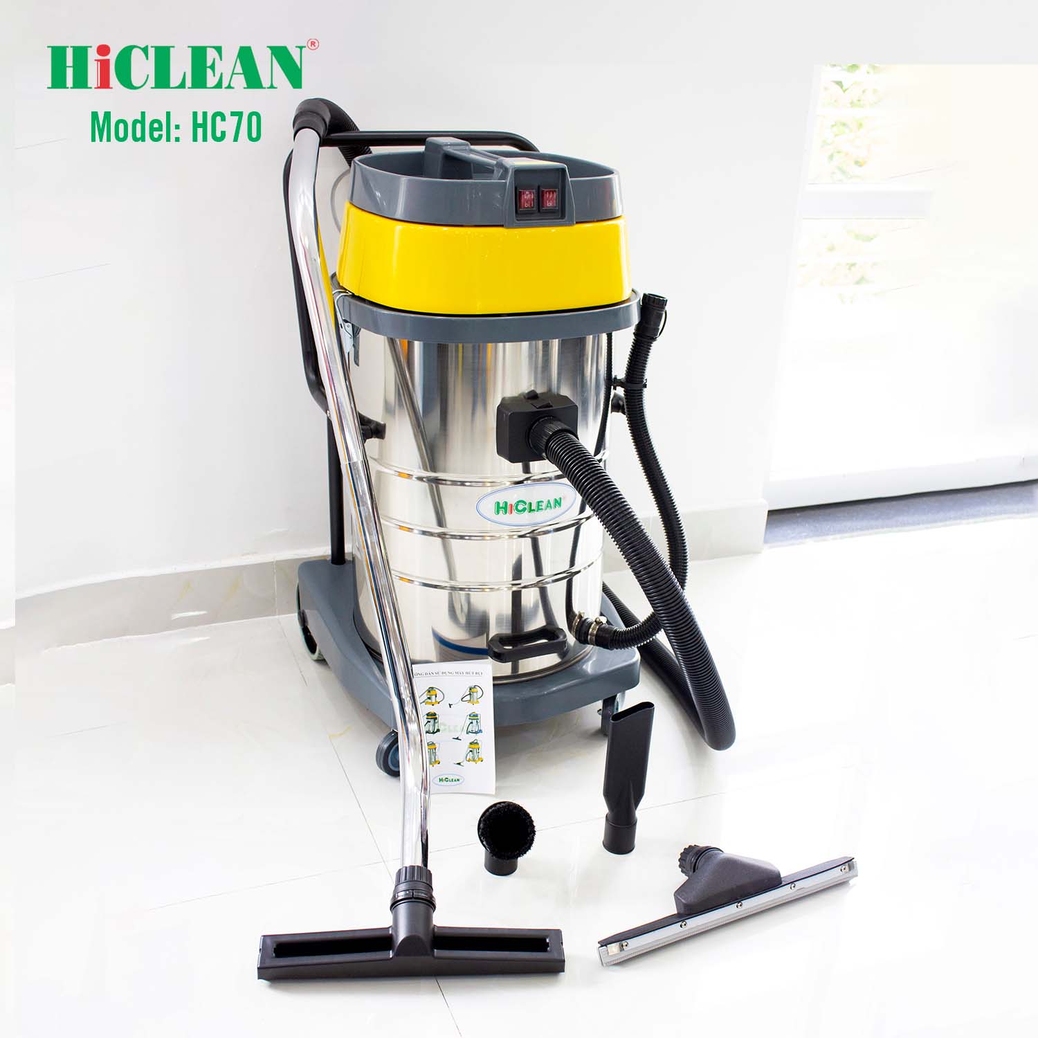 Máy hút bụi công nghiệp HiClean HC70 (70L) - Hàng chính hãng