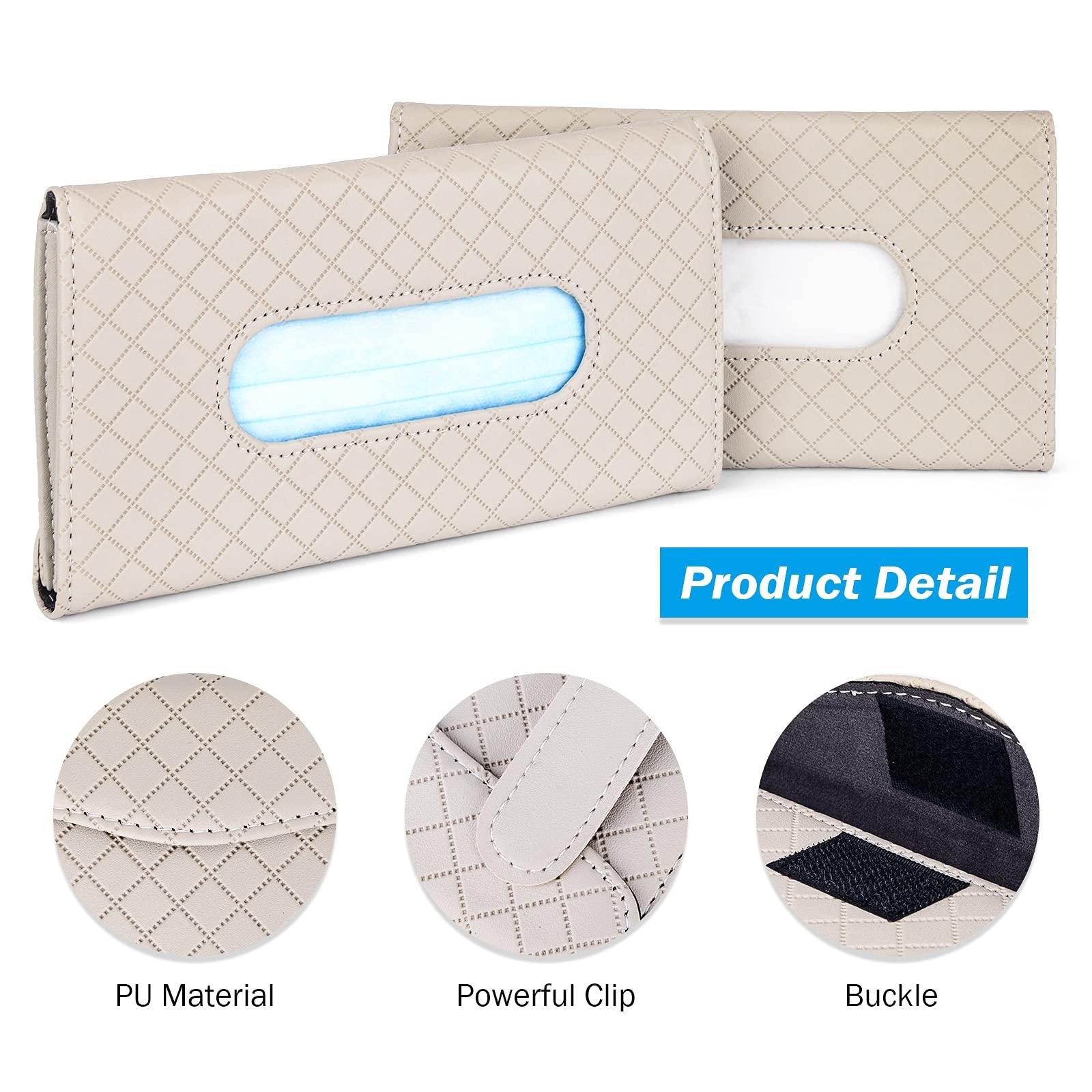 Giá đỡ mô tự động, 2 miếng bánh xe bằng da PU Hộp tay Hộp đeo mặt nạ, giá đỡ khăn giấy Napkin Người giữ hộp cho xe hơi mặt trời lặn hộp xe phía sau ghế tựa phụ kiện