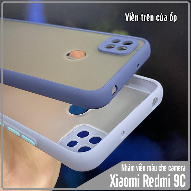 Ốp lưng cho Xiaomi Redmi 9C trong nhám viền màu che camera