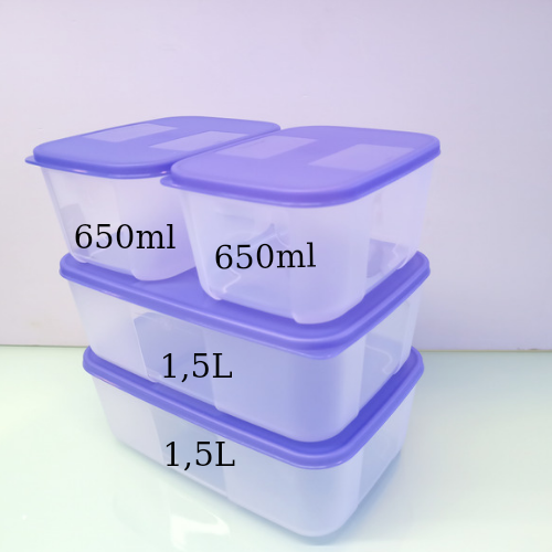 BỘ HỘP TRỮ ĐÔNG ( 2 hộp 1,5L , 2 hộp 650ml )màu nắp xanh
