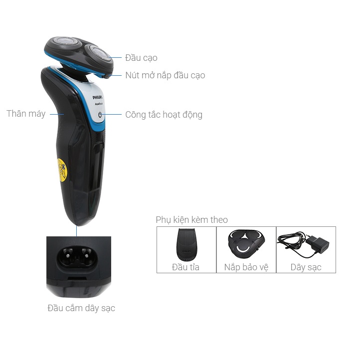 Máy Cạo Râu Khô Và Ướt Thương Hiệu Cao Cấp Philips S5070, tích hợp cả lưỡi thẳng cạo mai, sạc nhanh  (Hàng chính hãng)