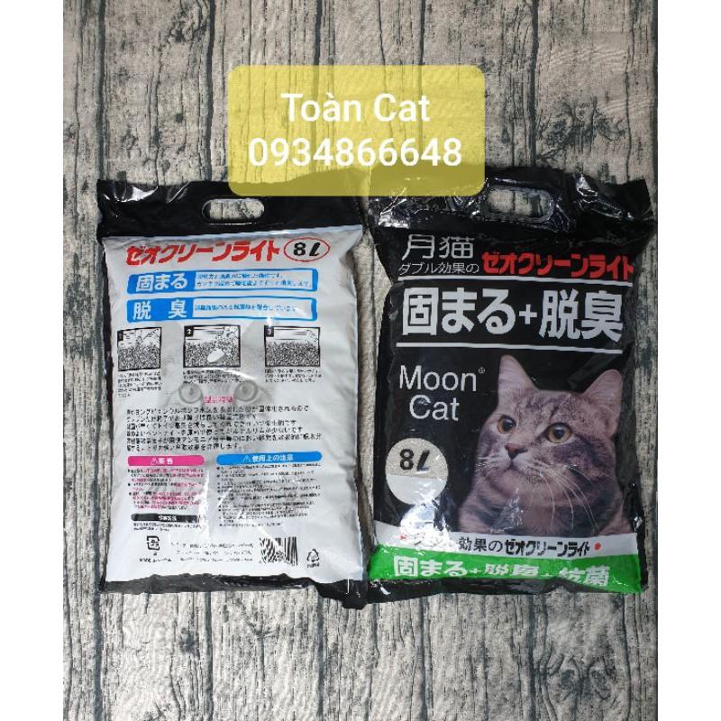 Cát vệ sinh mèo Nhật Đen 8l - In chữ MOON CAT + Mèo in mờ mặt sau