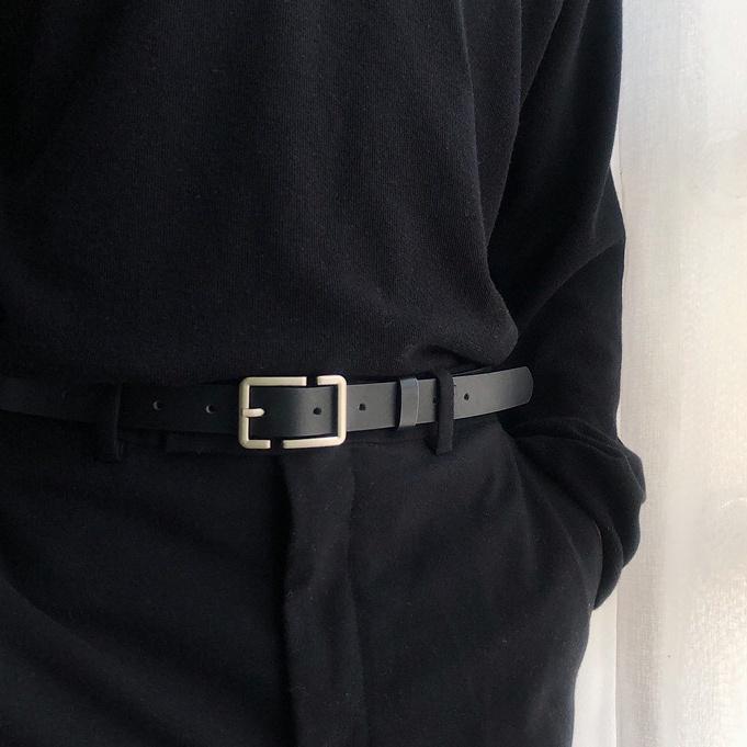 Thắt Lưng Unisex Cao Cấp Bản Nhỏ BBelt Mặt Chữ B Màu Đen Đẹp Camcamvintage - Dây Lưng Da PU Mặt Kim Loại Hàn Quốc