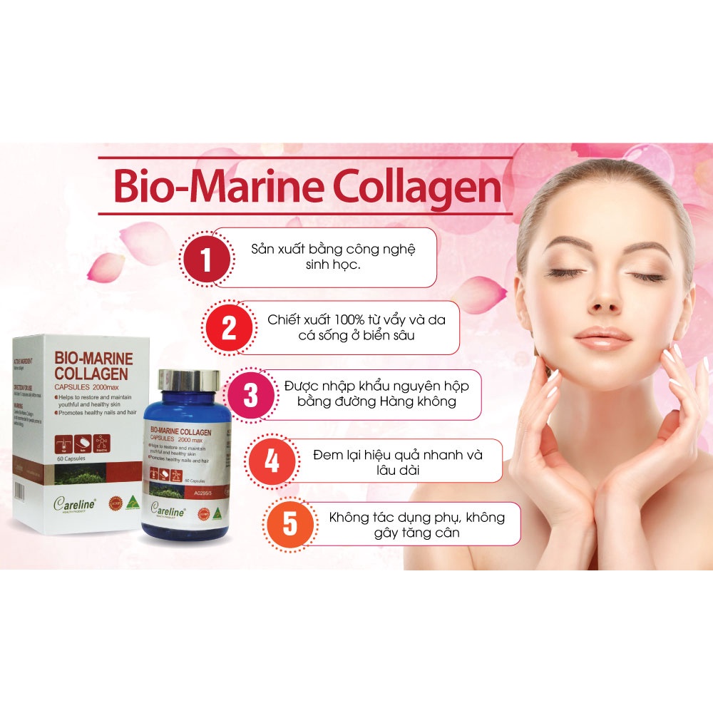 Viên Uống Collagen Úc Bio Marine Careline - Giúp Da Căng Mịn Săn Chắc, Trắng Sáng