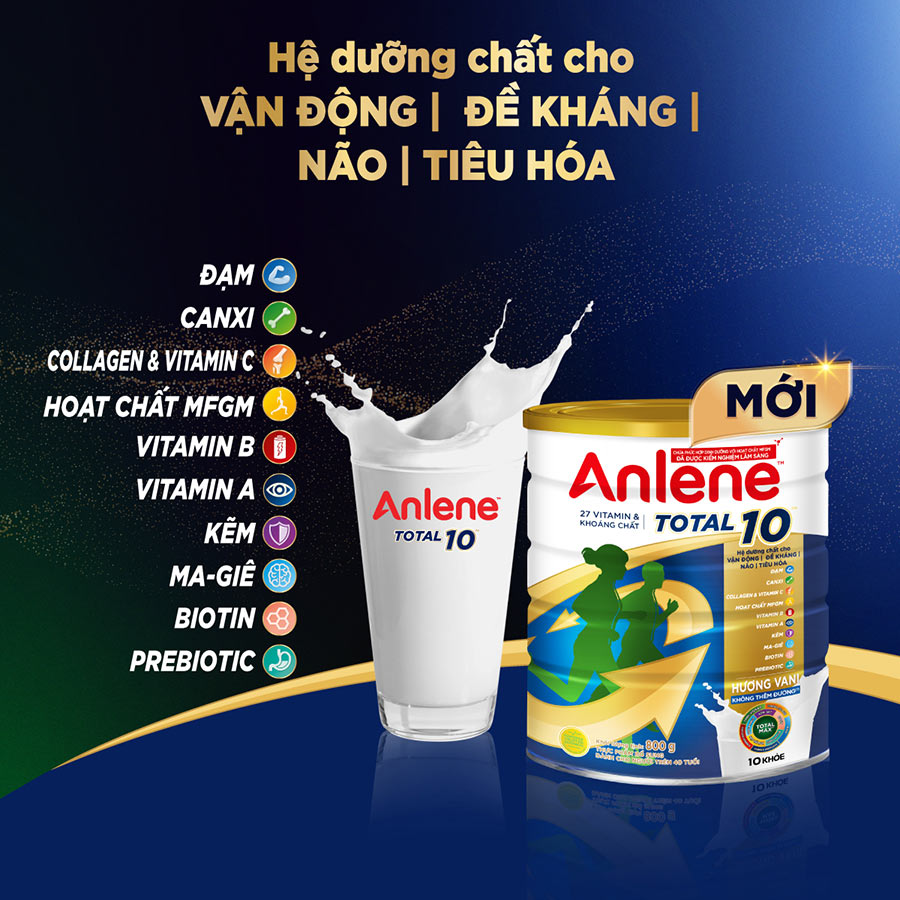 [MỚI] Sữa bột bổ sung dinh dưỡng Anlene Total 10 lon 400g