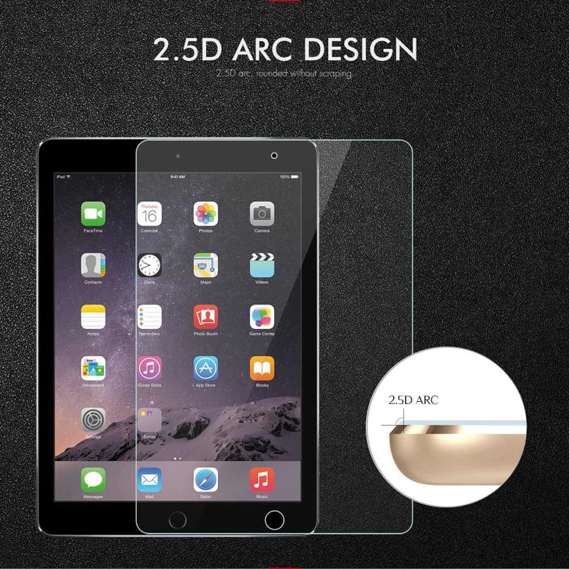 Miếng dán kính cường lực iPad Air / Air 2 Template Glass Vát cạnh 2.5D - Hàng nhập khẩu