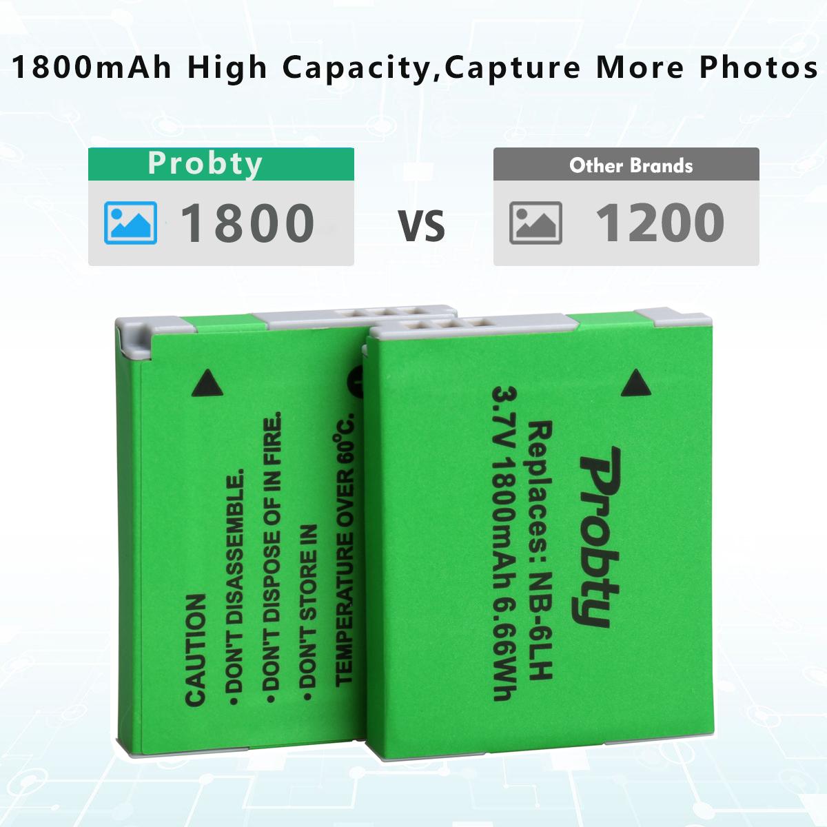 2x pin NB-6LH NB-6L + Bộ sạc máy ảnh Canon PowerShot D10 D20 D30 S95 SX260 SX280 SX540 SX700 SX710 HS Màu sắc: 4BatteryWithCharger